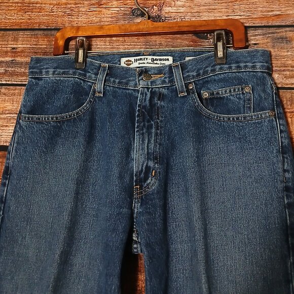 Harley Davidson Jeans Mens 34X30 Boot Cut Blue Denim 100% Cotton - Picture 4 of 10